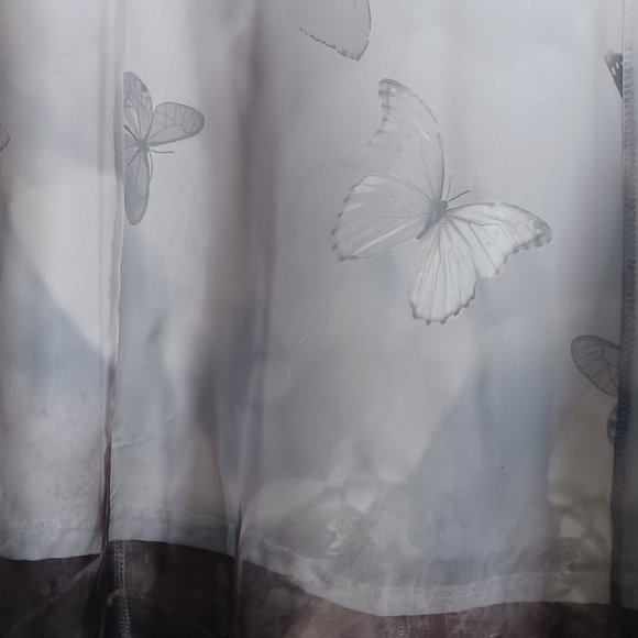 Sheer Mandarin collar A-line dress with Butterfly print, size 8 - Picture 1 of 4